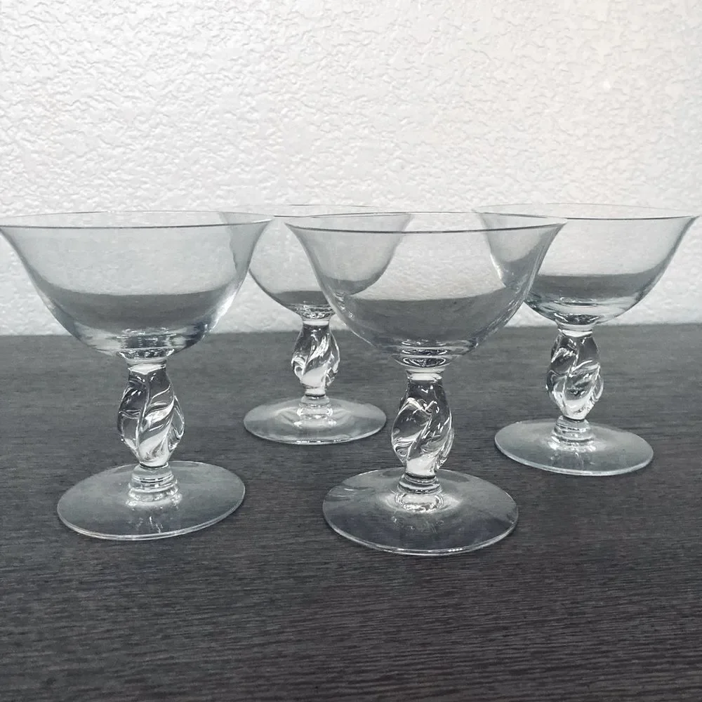 Vintage Glass Crystal Cocktail Glasses Dessert Cups